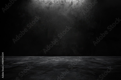 Abstract black and white interior background with a concrete wall, a dark room with a floor and ceiling. minimalist modern architecture with empty space for a design concept