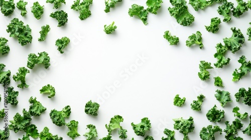 Wallpaper Mural Fresh kale leaves scattered in a frame on a white background. Torontodigital.ca