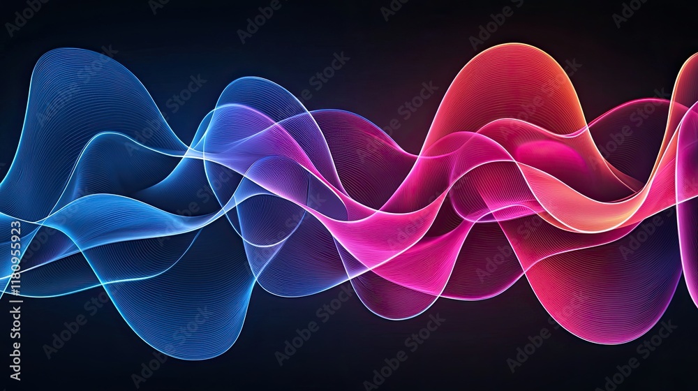 Fototapeta premium Colorful abstract waves in smooth motion with vibrant hues and dynamic flow against a dark background