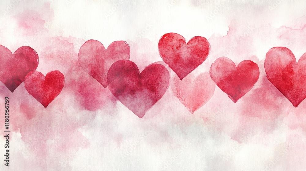 Abstract Watercolor Shapes Resembling Hearts in Soft Red Hues Abstract Watercolor Shapes Resembling Hearts in Soft Red Hues