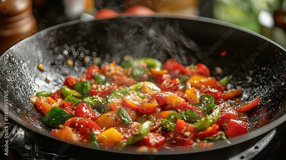 Stir-frying fresh vegetables in a wok kitchen setting food photography vibrant colors close-up view culinary art for seo impact Stir-frying fresh vegetables in a wok kitchen setting food photography vibrant colors close-up view culinary art for seo impact