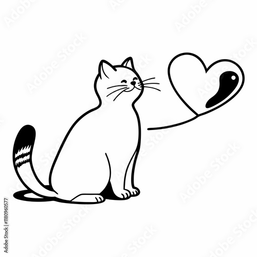 cat with heart