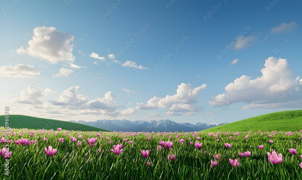 Serene Hillscape, Lush green hills gently roll under a pastel pink sky, evoking tranquility and the beauty of nature's harmony. Serene Hillscape, Lush green hills gently roll under a pastel pink sky, evoking tranquility and the beauty of nature's harmony.