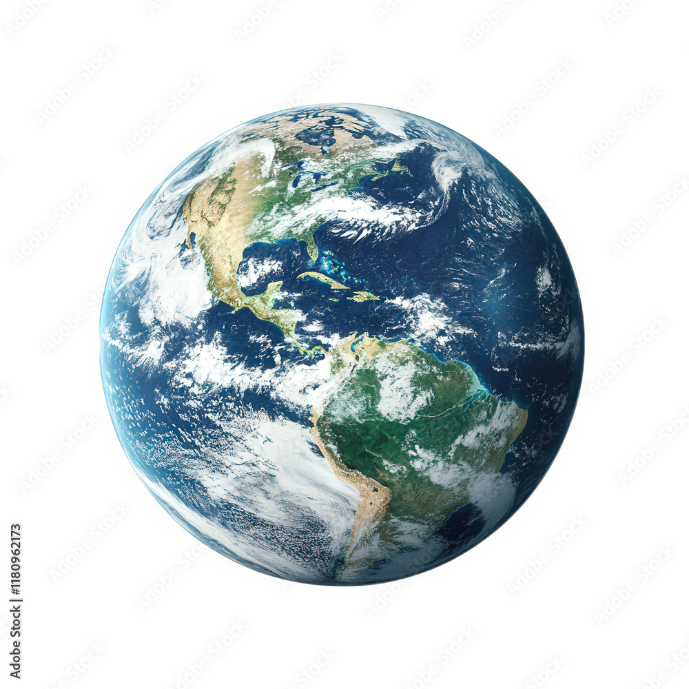a realistic depiction of earth. showcasing the continents and oceans from a space perspective. emphasizing the planet's beauty and diversity to represent global awareness and environmental themes