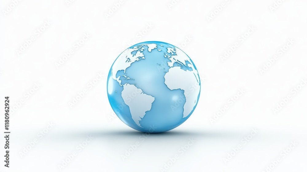 Fototapeta premium Blue and white globe on the ground, symbol of global connection exploration