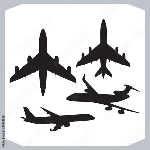 Elegant Logotype Icons Featuring Airplane Silhouettes