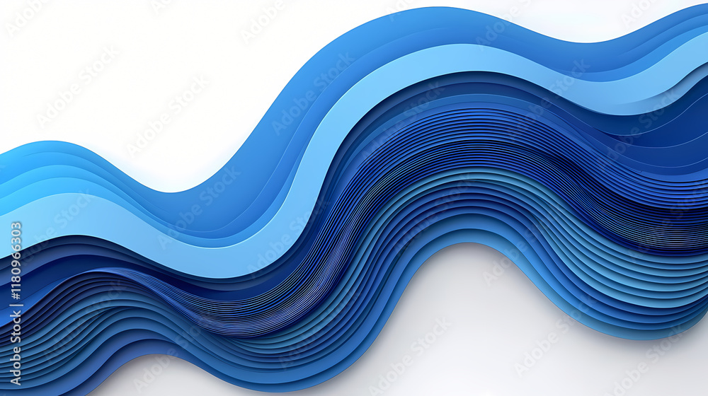 Serene Blue Waves: Abstract Paper Art Serene Blue Waves: Abstract Paper Art