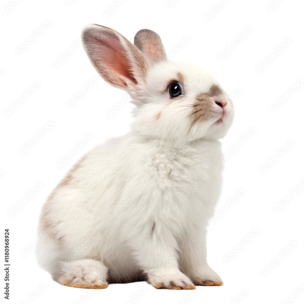 Obraz premium the cutest white and fluffy easter bunny on transparent background