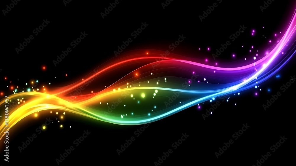 Obraz premium Rainbow Waves Abstract Light Background Design