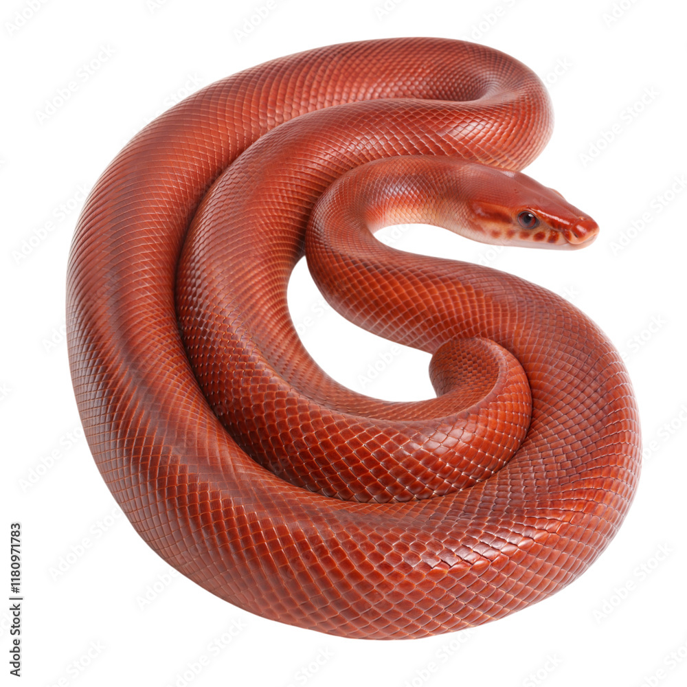 Obraz premium Close-up of a spiraled red sand boa desert wildlife photography for nature lovers, isolated on white or transparent background