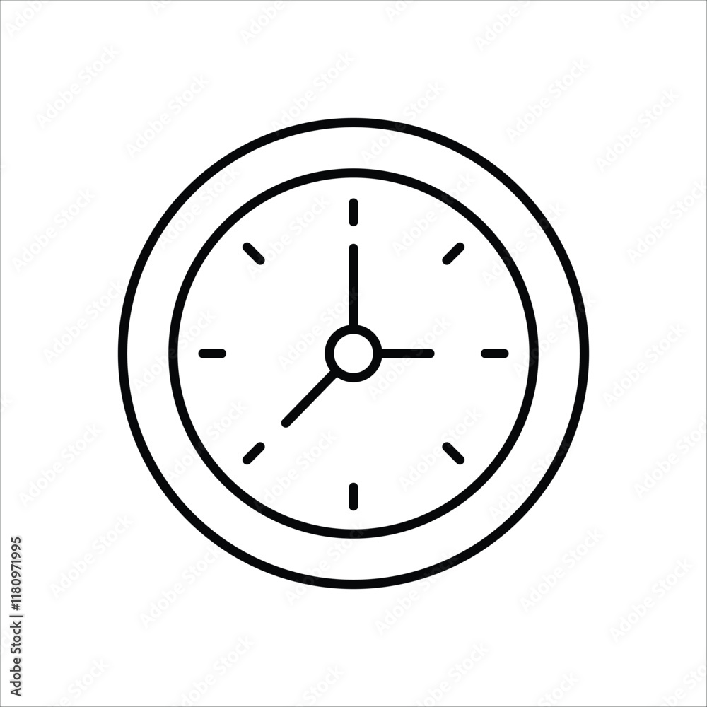 Clock icon isolated on a white background. Vector illustration. Clock icon isolated on a white background. Vector illustration.