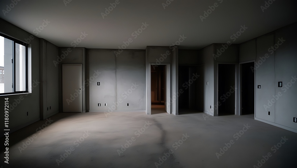 Obraz premium Empty interior of the apartment without decoration in gray colors. rough finish