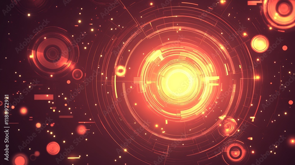 Fototapeta premium Abstract Red Orange Technology Circular Design
