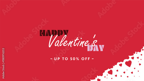 多くのハートで飾られたハッピーバレンタインの広告背景テンプレート　Happy Valentine's Day ad background template decorated with many hearts