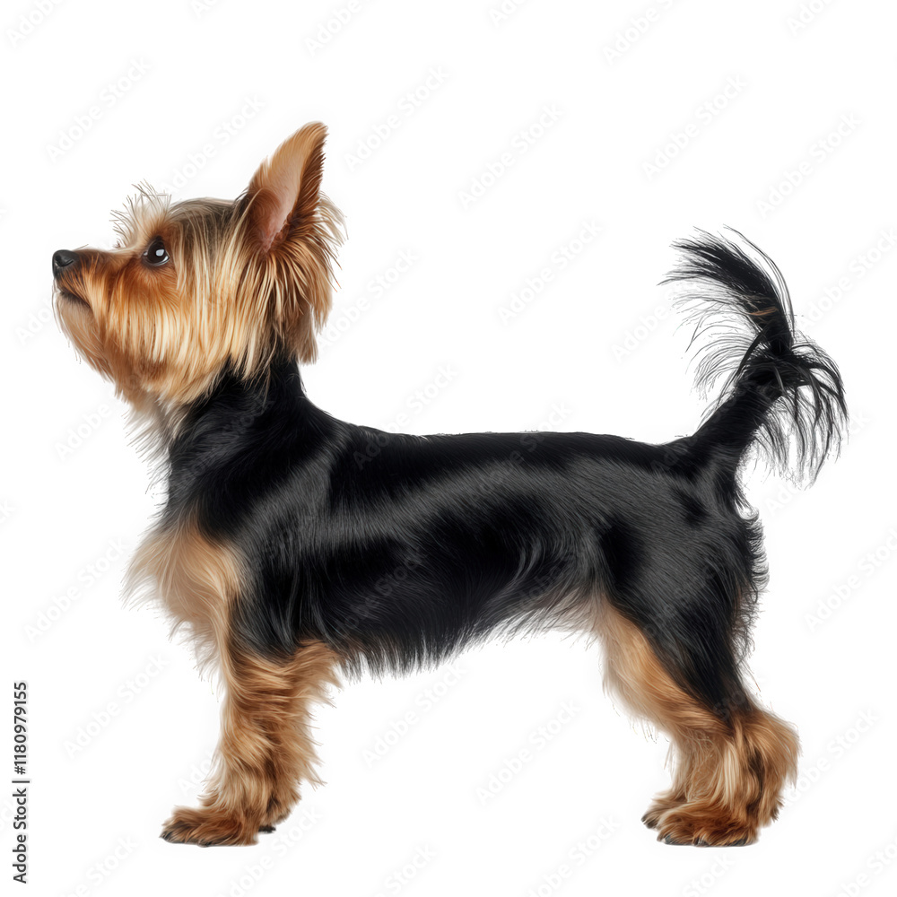 side profile of a small dog with a sleek. shiny coat. showcasing its distinct features and posture the dog appears alert and well-groomed. highlighting its playful and energetic nature. suitable for a side profile of a small dog with a sleek. shiny coat. showcasing its distinct features and posture the dog appears alert and well-groomed. highlighting its playful and energetic nature. suitable for a