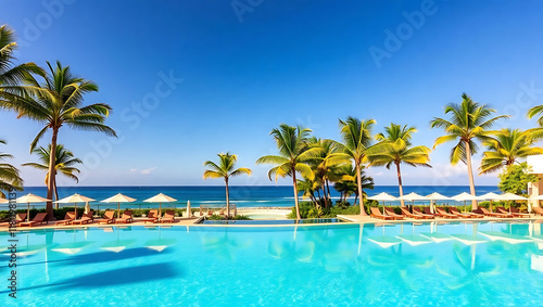 Luxurious Tropical Resort with Infinity Pool  Ocean Views  Palm Trees   Relaxing Paradise Setting