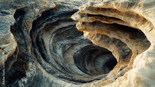 Wallpaper Mural A mesmerizing swirl of layered rocks creates a natural spiral, drawing the eye into the depths of geological wonder. Torontodigital.ca