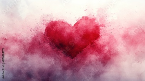 Abstract Watercolor Artwork Featuring Heart-Shaped Design