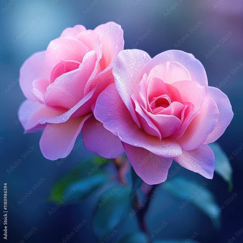 Beautiful Pink Roses with Dew Drops on Petals in Soft Focus Background for Elegant Floral Decor and Nature Photography Beautiful Pink Roses with Dew Drops on Petals in Soft Focus Background for Elegant Floral Decor and Nature Photography