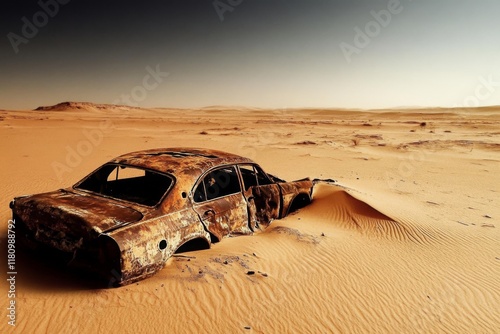 Rusty Classic Vehicle Lost in the Sands of Time