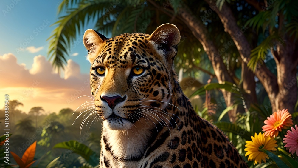 Fototapeta premium Golden Eyes of the Jungle Sunset.