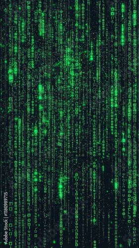 Obraz na płótnie Digital binary code with glowing green effects in matrix style