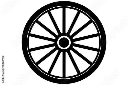 wagon wheel icon, wheel vector silhouette 