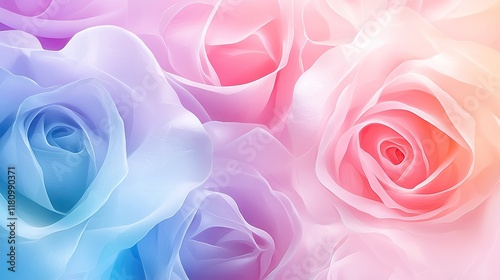 Soft Pastel Roses in Gentle Colors with Elegant Petals and Subtle Gradients for Beautiful Floral Background