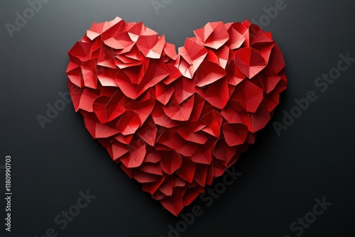 Wallpaper Mural Red Heart Shape Crafted from Paper on Black Background Torontodigital.ca