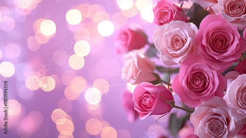 Beautiful Pink and White Roses with Soft Bokeh Background in Romantic Setting