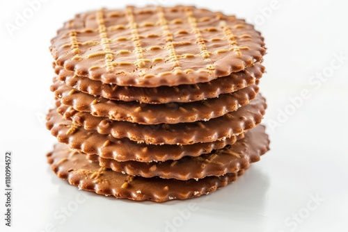 High Quality Image of Stack of ChocolateFlavored Wafer Cookies photo