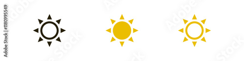 Sun icon vector day and light mode icon set. Screen brightness and contrast level signs and symbols for app user interface and web elements