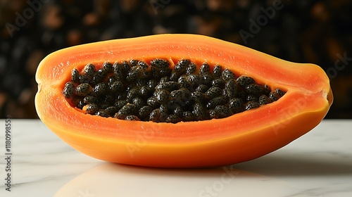 Vibrant Papaya Slice, A Tropical Delight photo