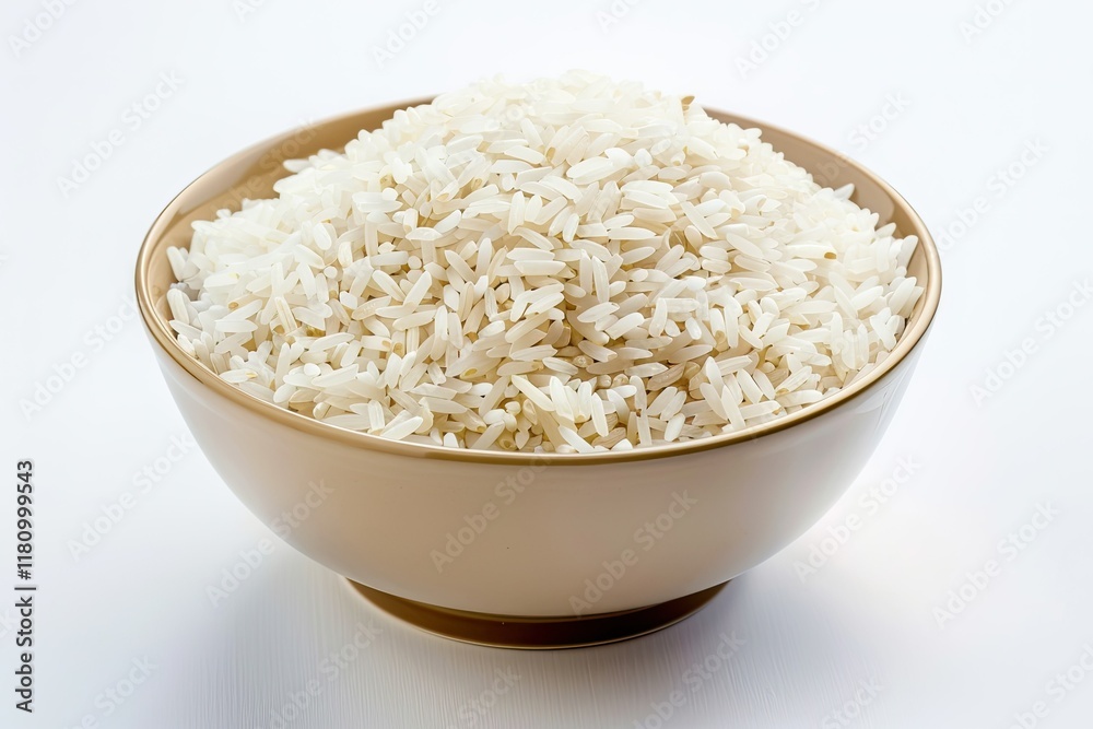 Premium Quality Visual of White Rice Served in a Bowl, Isolated on White Premium Quality Visual of White Rice Served in a Bowl, Isolated on White