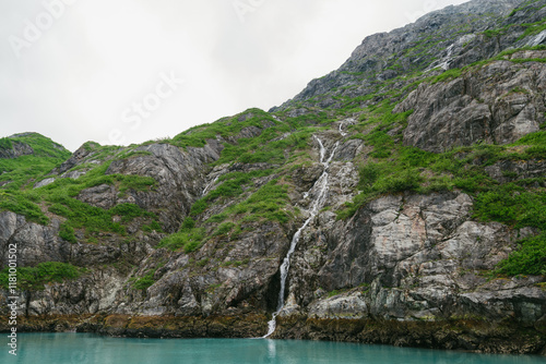 Waterfall in Glacier Bay National Park in southeast Alaska photo