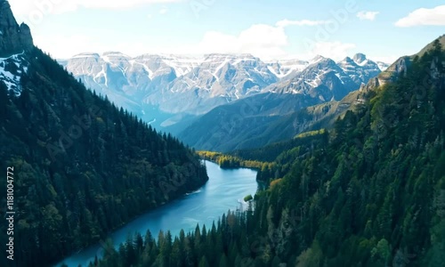 Wallpaper Mural mountain landscape background with flying drone view Torontodigital.ca
