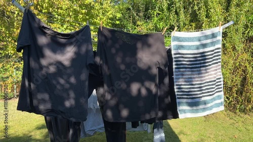 Male clothes drying in the garden photo