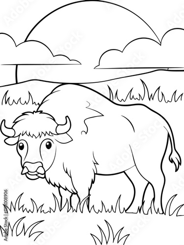 American Bison Ready-to-print coloring page for standard paper