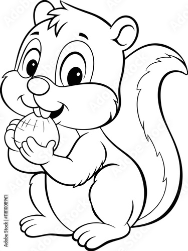 Adorable Squirrel Eating Nut Ready-to-print coloring page for standard paper