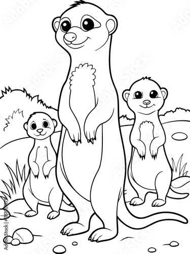 Adorable Meerkat Family Ready-to-print coloring page for standard paper