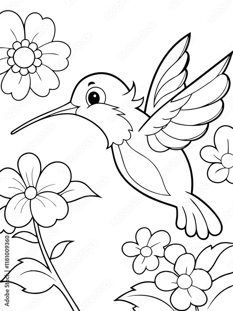 Obraz premium Hummingbird Ready-to-print coloring page for standard paper