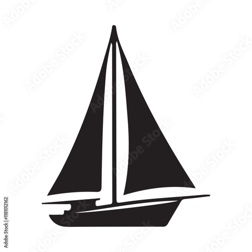 Simple Sailboat Silhouette Vector Illustration