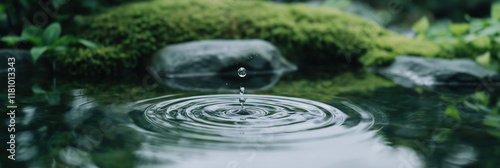 watersurface a single drop is falling on it