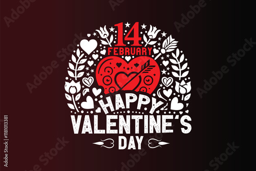 Happy Valentine's Day illustration Romantic silhouette design of a loving couple
