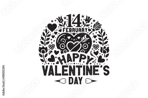 Happy Valentine's Day illustration Romantic silhouette design of a loving couple
