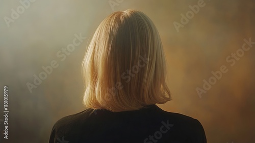 A captivating portrait of a blonde woman with radiant, healthy hair. The image captures her from behind, showcasing the sleek, straight tresses achieved with the skillful use of a hair iron. 