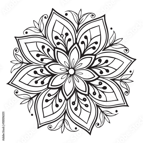 Mandala line art element pattern graphic design for coloring, greeting card, sticker, tattoo, yoga design, wallpaper