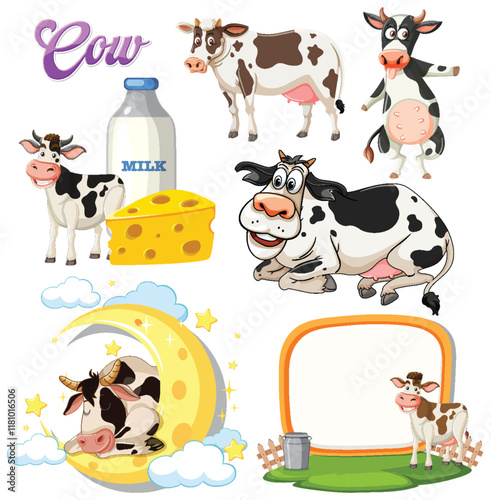 Playful Cow Illustrations and Dairy Products