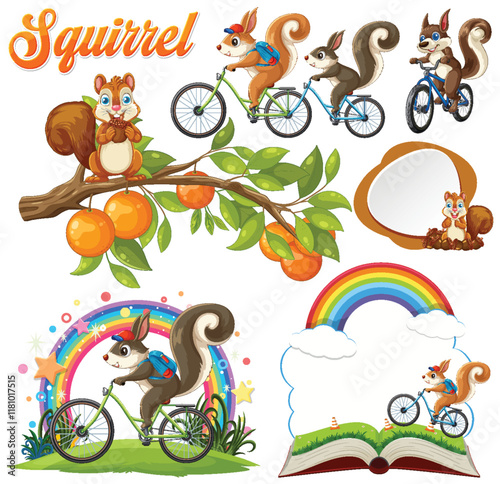 Playful Squirrels on Bicycles Adventure