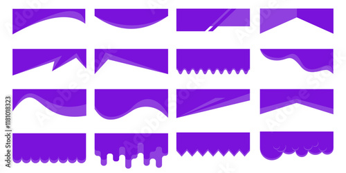 Abstract border shapes for banner design. Vector header sections on white background. Website page templates. Top and separator modern elements. Simple wavy horizontal menu for site.